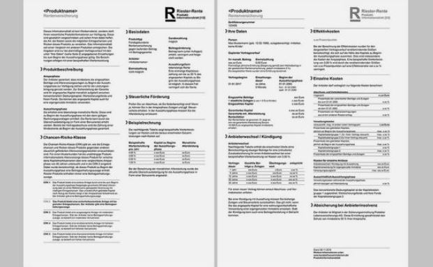 Mehr Durchblick bei Riester- und Rürup-Renten : So sieht das neue Produktinformationsblatt aus ...