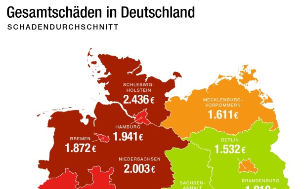 Wo es in Deutschland die meisten Hausrat-Schäden gibt