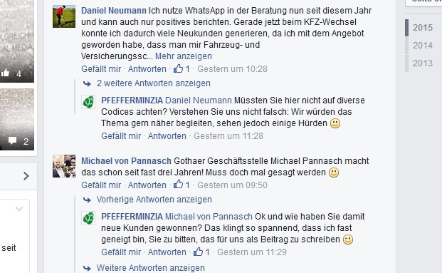 „WhatsApp stellt einen unkomplizierten Kontakt zu jeder Tageszeit dar“