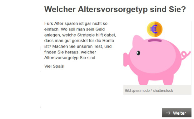 So können Kunden prüfen, welcher Altersvorsorgetyp sie sind