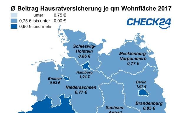 Hausratversicherung kostet Berliner und Hamburger am meisten
