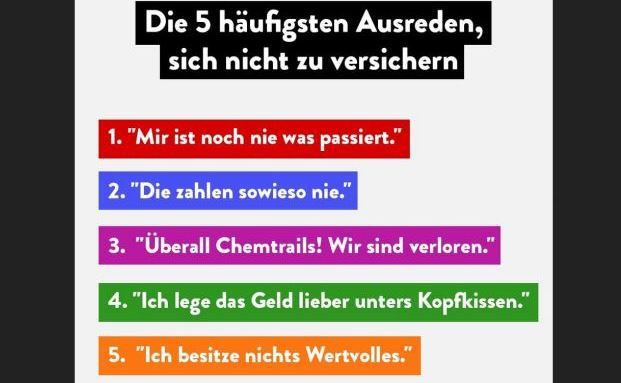 Die beliebtesten Ausreden, sich nicht zu versichern