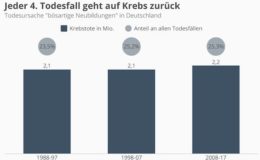 Krebs verursacht jeden vierten Todesfall