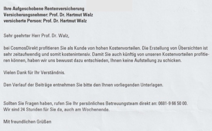 Was Hartmut Walz beim Nachrechnen seiner Fondspolice erlebte