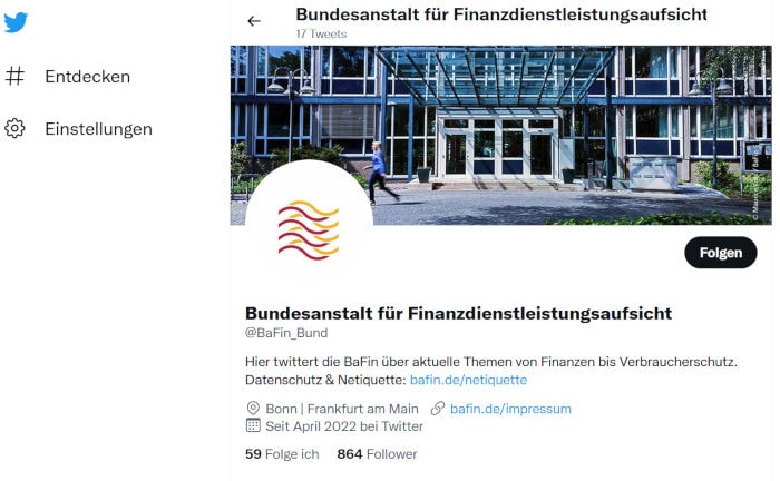 Die Bafin twittert jetzt