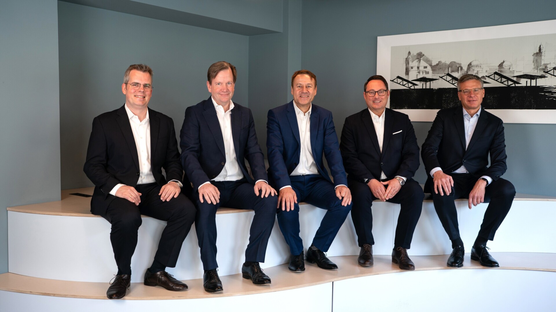 Der Vorstand der Hanse Merkur: Johannes Ganser, Holger Ehses, Eberhard Sautter, Eric Bussert, Raik Mildner (v.I.)