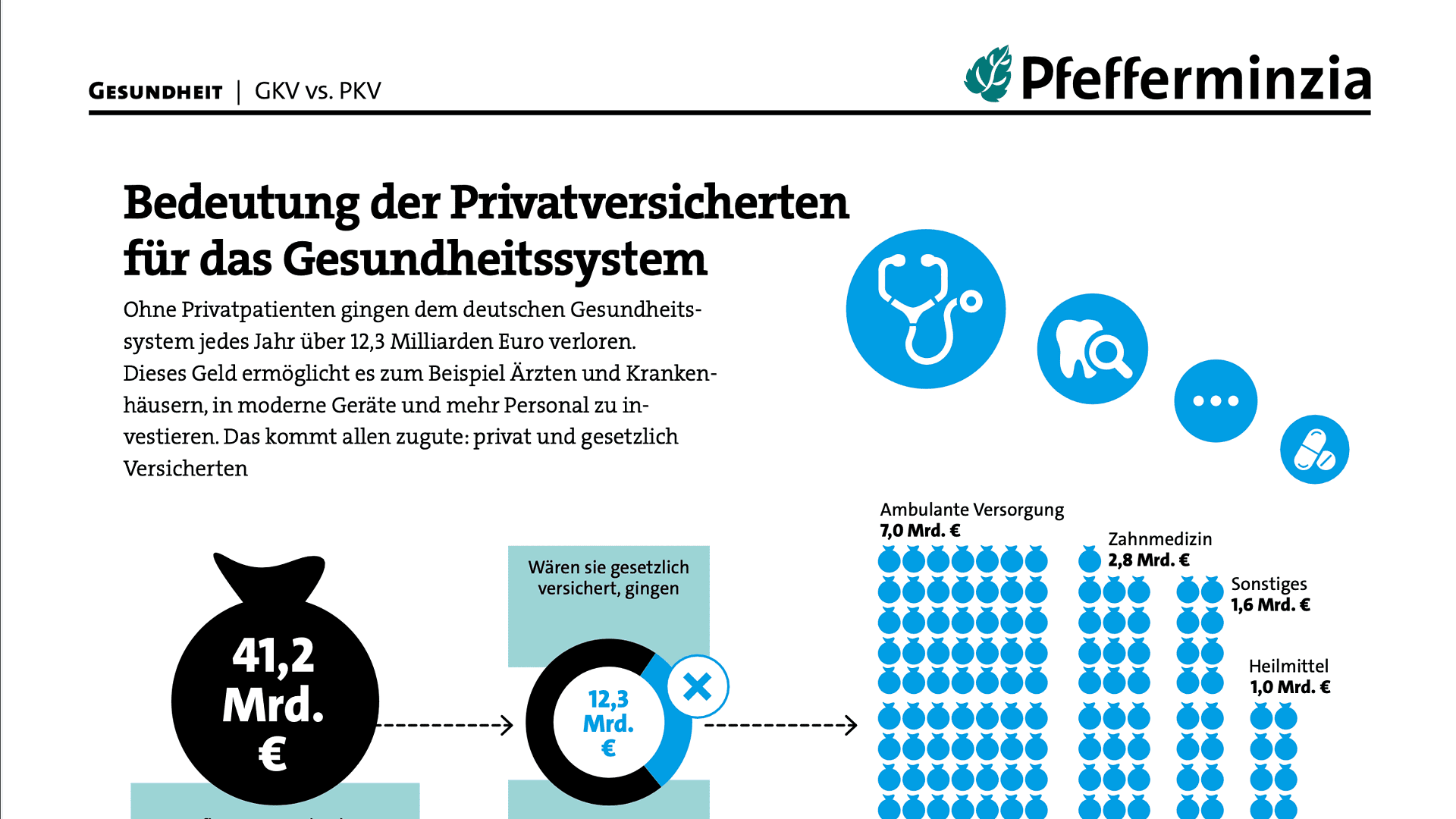 Versicherte Gesundheitsversorgung, private vs. gesetzliche Krankenversicherung, PFEEERMINZIA.