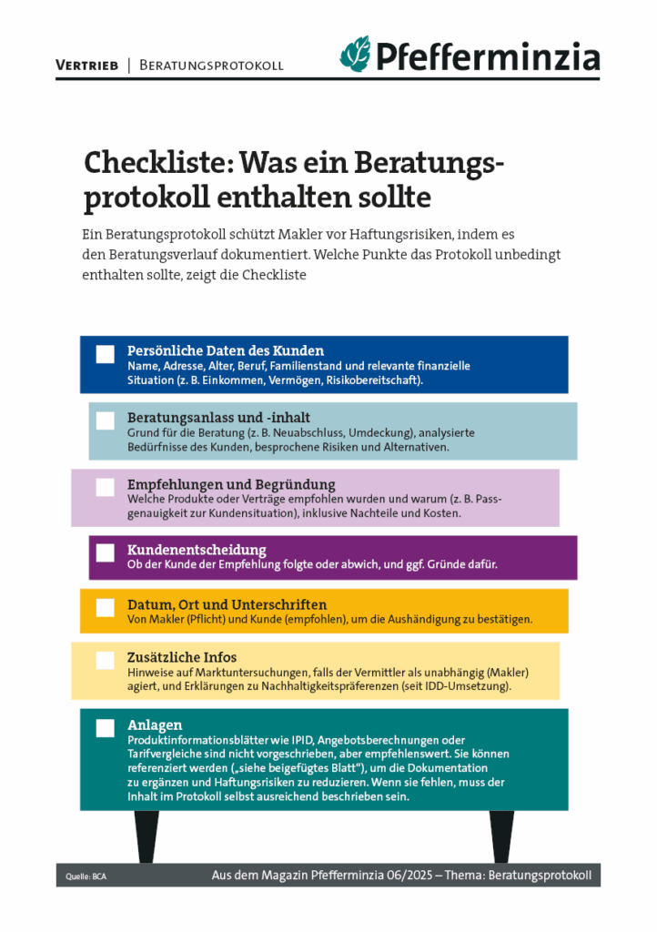 Individuelle Beratung zum Versicherungsschutz mit professionellen Beratungsgesprächsprotokollen.