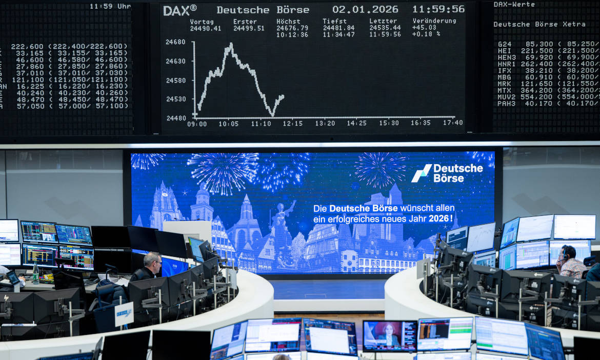 Dax-Tafel zum Neujahr in der Frankfurter Aktienbörse: Über 20 Prozent Zuwachs im Jahr 2025