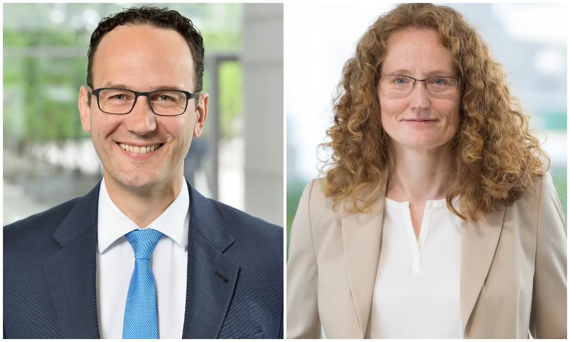 Mann und Frau in Businesskleidung, professionelle Porträts für Personalien.