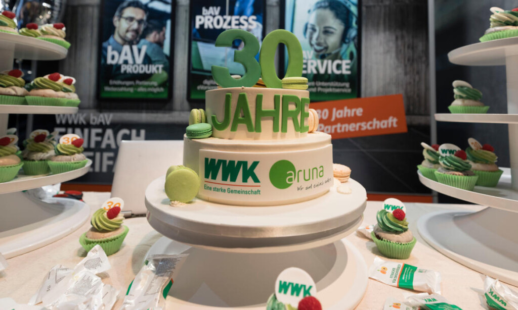 Zum 30. Geburtstag der Aruna spendierte die WWK auf der Fachmesse in Berlin diese Torte